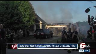 Woman calls 911 while walking to tell neighbors their house is on fire