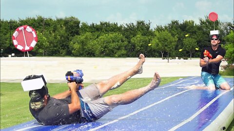 Nerf Slip and Slide Battle - Dude Perfect