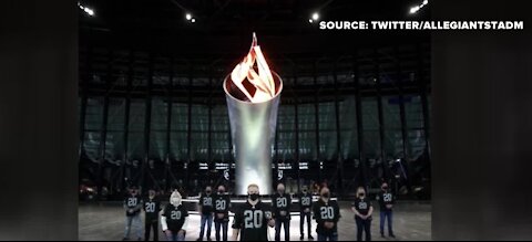 Raider Nation lit torch inside Allegiant Stadium