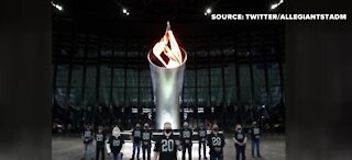 Raider Nation lit torch inside Allegiant Stadium