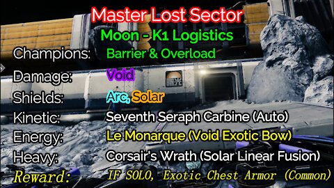 Destiny 2 Master Lost Sector: The Moon - K1 Logistics 1-8-22