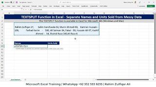 Separate Names & Units Sold from Messy Data in Microsoft Excel - TEXTSPLIT Function
