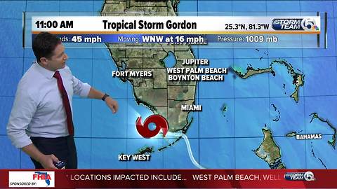 11 a.m. update on Tropical Storm Gordon