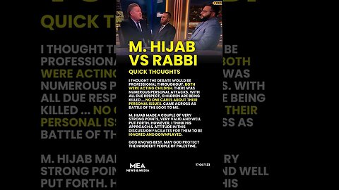 REACTION TO MUHAMMAD HIJAB V RABBI SHMULEY. IT WAS CHILDISH, BATTLE OF THE EGOS.