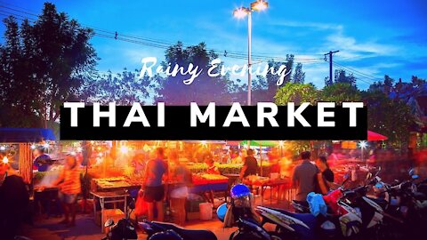 🌧️ Rainy Evening Walk around Night Market Bangkok Thailand