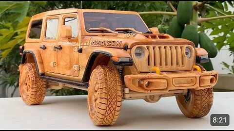 Wood Carving - 30 Days Crafting a Jeep Wrangler Rubicon with Natural Wood - Woodworking Art