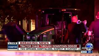 John Deere tractor leads police on a chase through downtown Denver