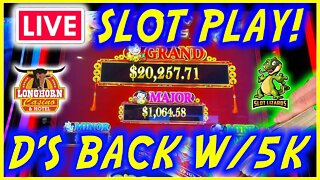🔴 LIVE SLOT PLAY! D IS BACK WITH 5K!!! LET'S HIT SOME MASSIVE JACKPOTS! AT THE LONGHORN!