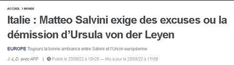 Ma réaction aux propos scandaleux d'Ursula von der Leyen sur l'Italie