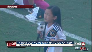 7-year-old girl wows with National Anthem