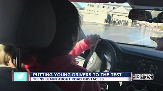 Teen drivers learn road obstacles at Las Vegas Motor Speedway