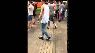 Dutch ravers do the Shuffle dance