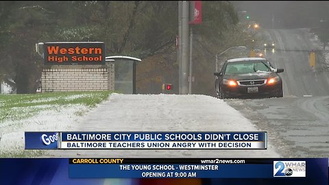 Baltimore Teacher's Union expresses frustration schools don't let out early in inclement weather