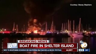 Boat fire in Shelter Island
