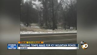 Freeezing temps make for icy mountain roads
