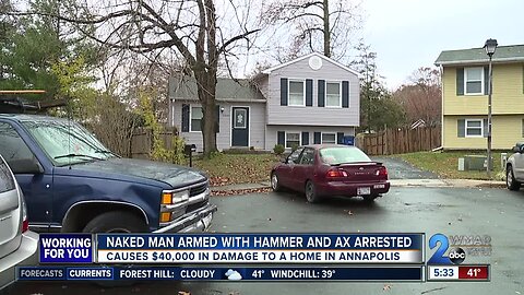 Naked man allegedly breaks into home, grabs ax and hammer to get away from police