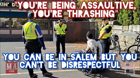 COPS CUFF MAN IN WHEELCHAIR/NO LEGS FOR BEING DISRESPECTFUL. NO ARREST. SALEM MASS