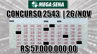 Estudo Mega Sena 2543 | Prêmio estimado em R$ 57 milhões!