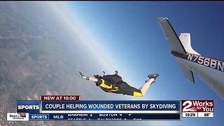 Couple helping wounded veterans by skydiving