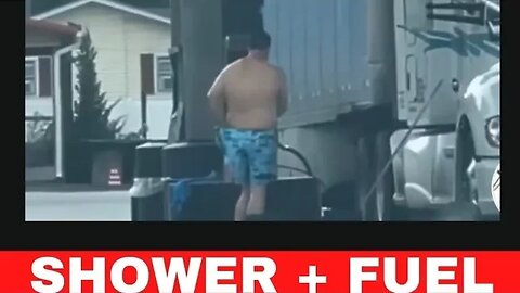 🌋🌋 Trucker Showering Right On The Fuel Island in Boxers + Flip Flop ONLY! 🌋🌋
