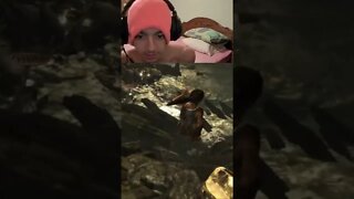 he jumped from a cliff as lara croft & this was his reaction #shorts #viral #fyp #fypシ