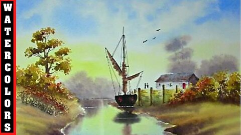 HOW TO PAINT WATER & REFLECTIONS IN WATERCOLOR WITH RIVER BOAT.... THAMES RIVER BARGE