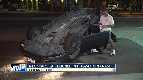 Rideshare car struck by hit-and-run driver