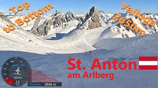 [4K] Skiing St. Anton am Arlberg, Valluga I 2650m Full Top to Bottom Back to Stuben, GoPro HERO11