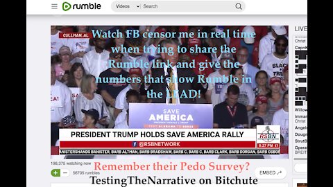 ALABAMA RALLY #TRUMPRALLYAL SEE FB CENSOR THE RUMBLE LINK IN REAL TIME RUMBLE NO. GREATER THAN YT