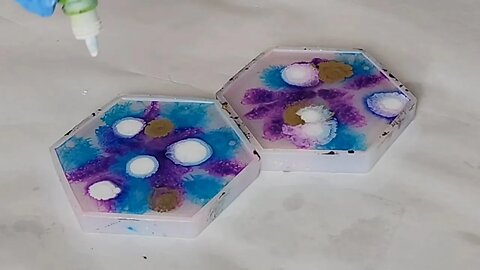 Mermaid Inspired Alcohol Ink Coasters