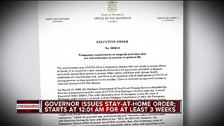 Michigan Gov. Gretchen Whitmer signed a "Stay home, stay safe" executive order on Monday morning.