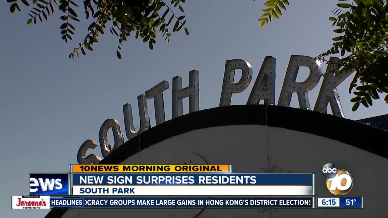 South Park neighborhood gets iconic sign - for now