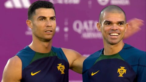 Cristiano Ronaldo and Pepe have FUN in Portugal training ahead of Morocco HUGE Quarter-Final clash