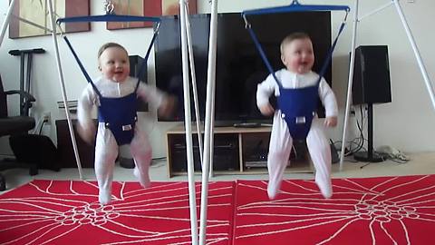 Jumping twins will definitely brighten your day