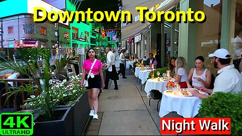 【4K】Downtown Toronto at Night Canada 🇨🇦