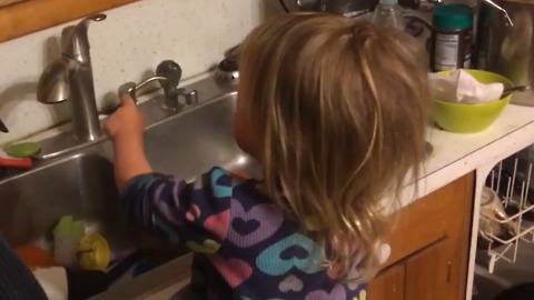 Turns Out This Little Girl REALLY Likes Doing The Dishes