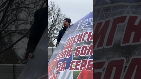 🇷🇺On the Leningrad highway in Moscow, Russian fans held a rally in support of the Serbian national