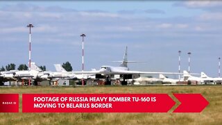 Footage of Russia heavy bomber Tu-160 is moving to Belarus border