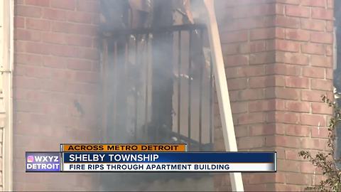 Fire blazes through apartment complex in Shelby Township