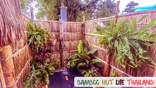Building An Outdoor BAMBOO Nature Shower (under $100) - BAMBOO HUT Life THAILAND 🙏😜🇹🇭