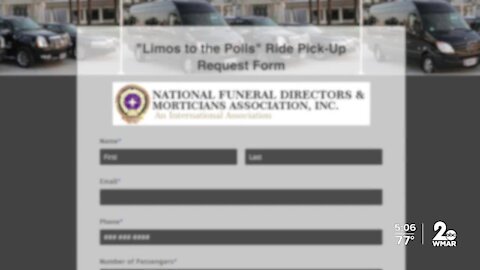 Funeral homes plan to offer free limousine rides to the polls on Election Day