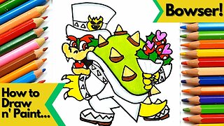 How to Draw and Paint Bowser from Super Mario Dressed as a Groom