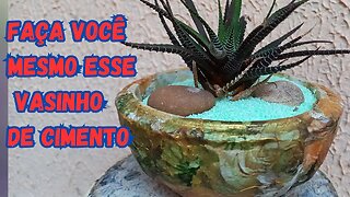 MINI VASO DE CIMENTO COM DECOUPAGE/DIY/PLANT VASE/FAÇA PRA VOCÊ MESMA, PRA VENDER OU PRESENTEAR