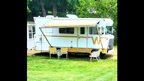 1973 Winnebago's engine under the dog house.