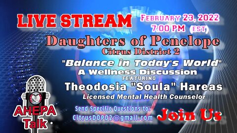 AHEPA TALK DOP Wellness Live Stream Trailer