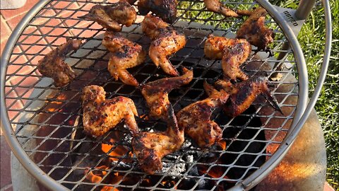 Tangy open fire grilled chicken wings