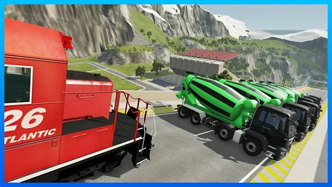 Train vs Trucks, TRAIN STRIKES TRUCKS #334 – #BeamNG #Drive #Crashes