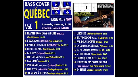 Bass cover QUÉBEC Vol. 1 (New) _ ENG. transl. _ Chords, Lyrics, MORE