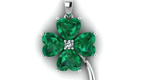 7x7mm Four-Leaf Clover Pendant with Chatham-Created Heart Emeralds