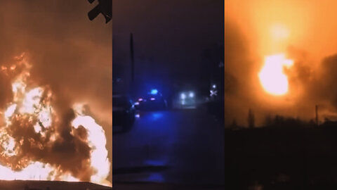 RUSSIAN DRONE ATTACK TRIGGERS HUGE FIREBALL SHOOTING INTO SKY AS UKRAINIAN OIL DEPOT EXPLODES
